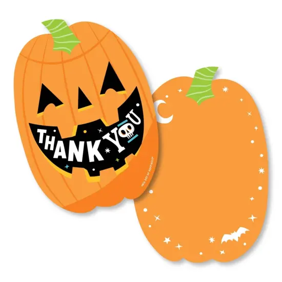 Big Dot of Happiness Jack-O'-Lantern Halloween - Shaped Thank You Cards - Kids Halloween Party Thank You Note Cards with Envelopes - Set of 12 {1}