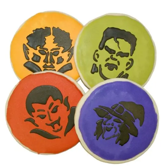 Halloween Cookie Monster Faces Cookie Stencils: Frankenstein, Witch, Dracula, Werewolf | C451 by Designer Stencils | {3}