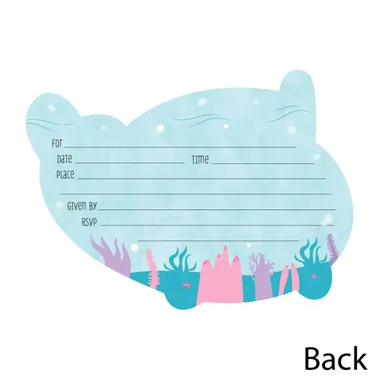 Big Dot of Happiness Narwhal Girl - Shaped Fill-in Invites - Under The Sea Baby Shower or Birthday Party Invitation Cards with Envelopes - Set of 12 {4}