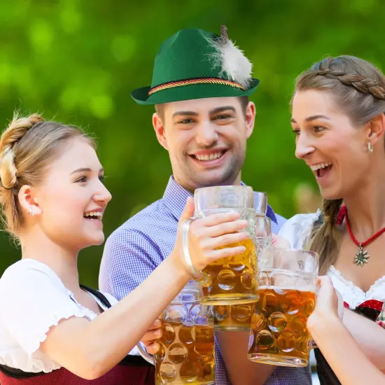 German Oktoberfest Alpine Fedora - Bavarian Swiss Green Traditional Trachten Felt Costume Hat with Feather for Kids and Adults {4}