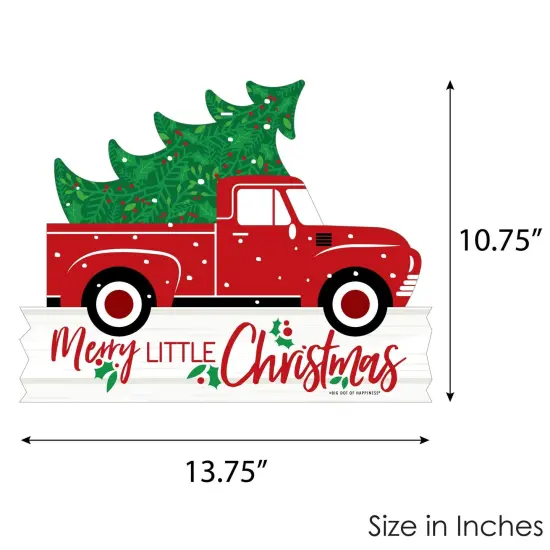 Big Dot of Happiness Merry Little Christmas Tree - Hanging Porch Red Truck Christmas Party Outdoor Decorations - Front Door Decor - 1 Piece Sign {7}