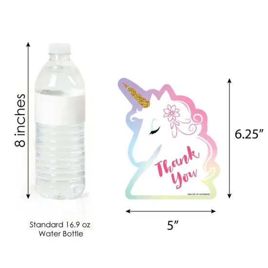Big Dot of Happiness Rainbow Unicorn - Shaped Thank You Cards - Magical Baby Shower or Birthday Party Thank You Note Cards with Envelopes - Set of 12 {7}