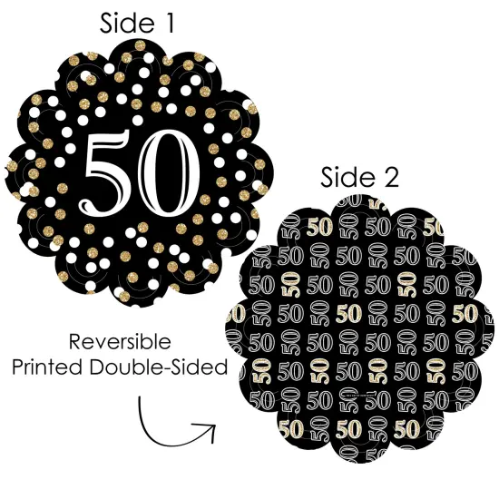 Big Dot of Happiness Adult 50th Birthday - Gold - Birthday Party Round Table Decorations - Paper Chargers - Place Setting For 12 {4}