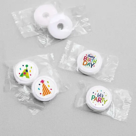 Big Dot of Happiness Cheerful Happy Birthday - Colorful Birthday Party Round Candy Sticker Favors - Labels Fits Chocolate Candy (1 sheet of 108) {4}