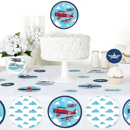 Big Dot of Happiness Taking Flight - Airplane - Vintage Plane Baby Shower or Birthday Party Giant Circle Confetti - Party D&eacute;cor - Large Confetti 27 Ct {6}