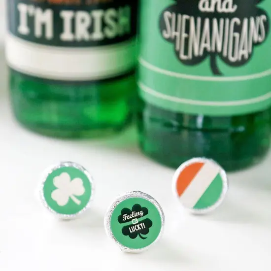 Big Dot of Happiness St. Patrick's Day - Saint Paddy's Day Party Round Candy Sticker Favors - Labels Fits Chocolate Candy (1 sheet of 108) {4}
