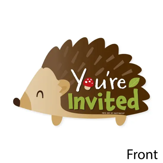 Big Dot of Happiness Forest Hedgehogs - Shaped Fill-In Invitations - Woodland Birthday Party or Baby Shower Invitation Cards with Envelopes - 12 Ct {4}