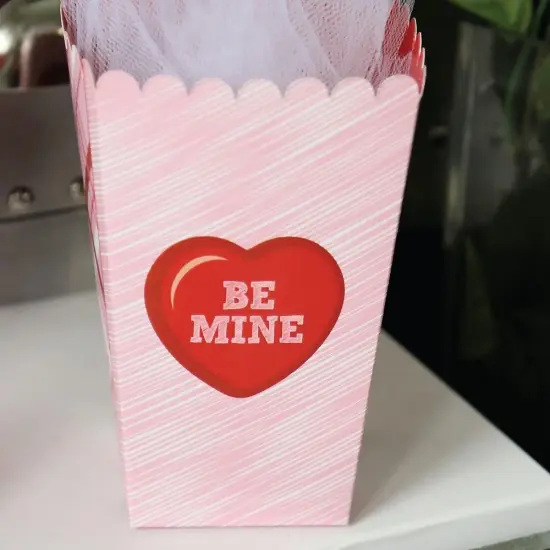 Big Dot of Happiness Valentine's Day Conversation Hearts - Valentine's Day Party Favor Popcorn Treat Boxes - Set of 12 {7}