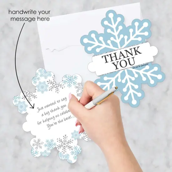 Big Dot of Happiness Winter Wonderland - Shaped Thank You Cards - Snowflake Holiday Party & Winter Wedding Thank You Cards with Envelopes - Set of 12 {3}