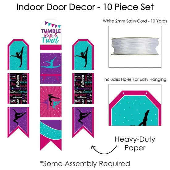 Big Dot of Happiness Tumble, Flip and Twirl - Gymnastics - Hanging Vertical Paper Door Banners - Birthday Party or Wall Decor Kit - Indoor Door Decor {6}
