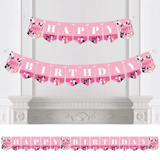 Big Dot of Happiness Pawty Like a Puppy Girl - Pink Dog Birthday Party Bunting Banner - Birthday Party Decorations - Happy Birthday {1}