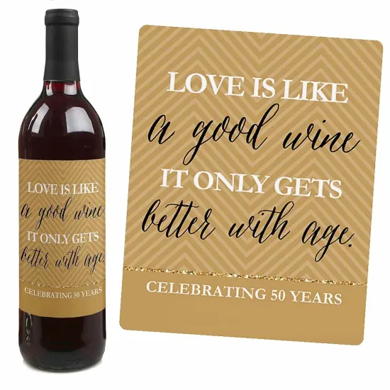 Big Dot of Happiness We Still Do - 50th Wedding Anniversary Decorations for Women and Men - Wine Bottle Label Stickers - Set of 4 {7}