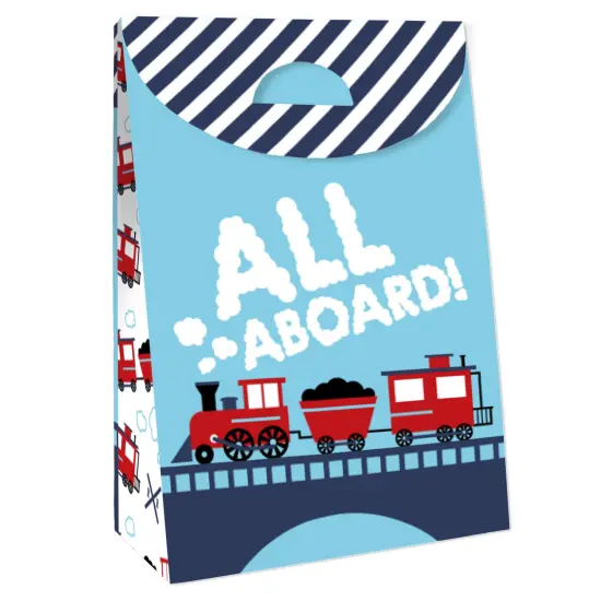 Big Dot of Happiness Railroad Party Crossing - Steam Train Birthday or Baby Shower Gift Favor Bags - Party Goodie Boxes - Set of 12 {4}