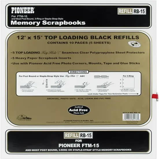 Pioneer Universal Top-Loading Page Protectors 5/Pkg-12"X15" (W/Black Inserts) {1}