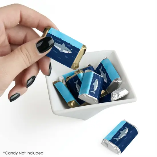 Big Dot of Happiness Shark Zone - Mini Candy Bar Wrapper Stickers - Jawsome Party or Birthday Party Small Favors - 40 Count {3}