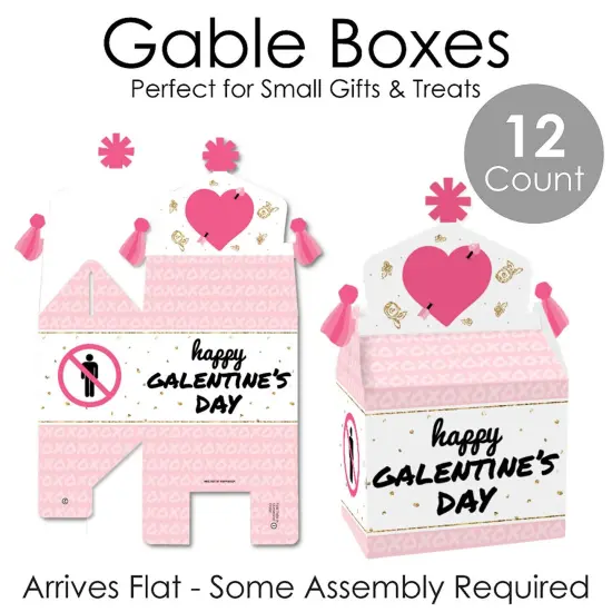 Big Dot of Happiness Be My Galentine - Treat Box Party Favors - Galentine's and Valentine's Day Party Goodie Gable Boxes - Set of 12 {7}