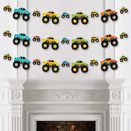 Big Dot of Happiness Smash and Crash - Monster Truck - Boy Birthday Party DIY Decorations - Clothespin Garland Banner - 44 Pieces {4}
