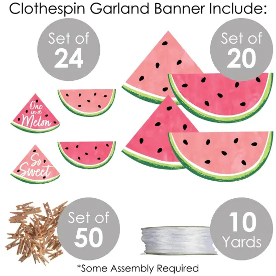 Big Dot of Happiness Sweet Watermelon - Fruit Party DIY Decorations - Clothespin Garland Banner - 44 Pieces {6}