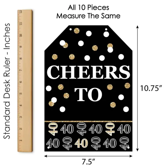 Big Dot of Happiness Adult 40th Birthday - Gold - Hanging Vertical Paper Door Banners - Birthday Party Wall Decoration Kit - Indoor Door Decor {7}