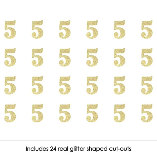 Big Dot of Happiness Gold Glitter 5 - No-Mess Real Gold Glitter Cut-Out Numbers - 5th Birthday Party Confetti - Set of 24 {3}