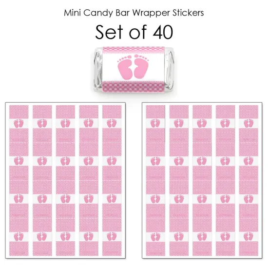 Big Dot of Happiness Baby Feet Pink - Mini Candy Bar Wrapper Stickers - Girl Baby Shower Small Favors - 40 Count {4}