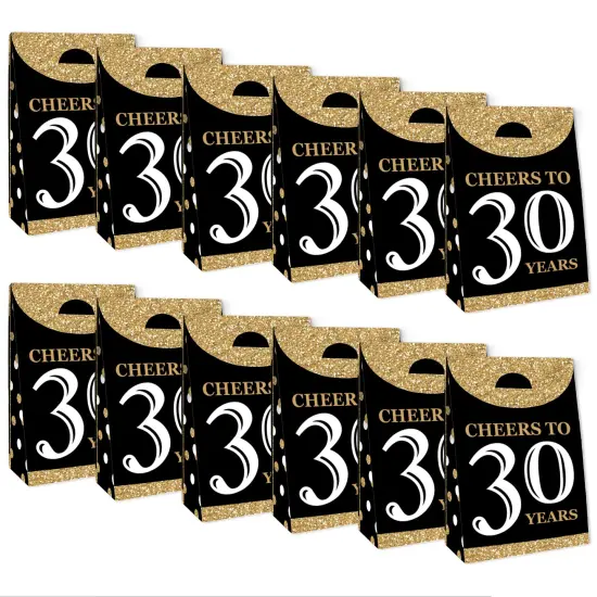 Big Dot of Happiness Adult 30th Birthday - Gold - Birthday Gift Favor Bags - Party Goodie Boxes - Set of 12 {6}