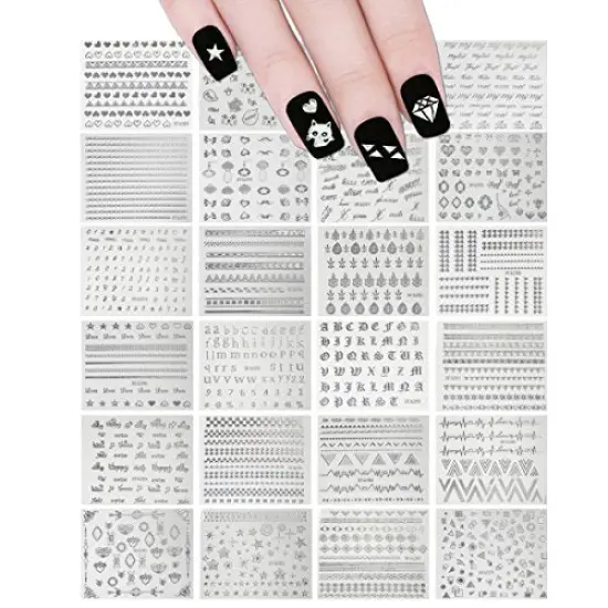 Wrapables Holographic Nail Stickers Metallic Letters, Numbers & Patterns Nail Stickers Nail Art (24 sheets) {1}
