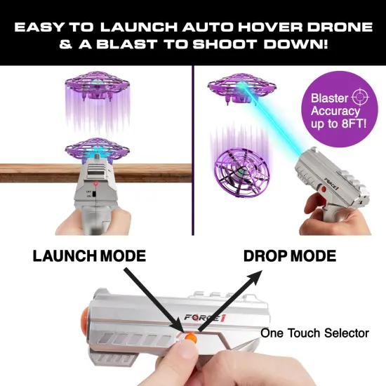 Force1 Scoot Skeet Drone Electronic Shooting Game For Kids and Adults- Purple/Green {4}
