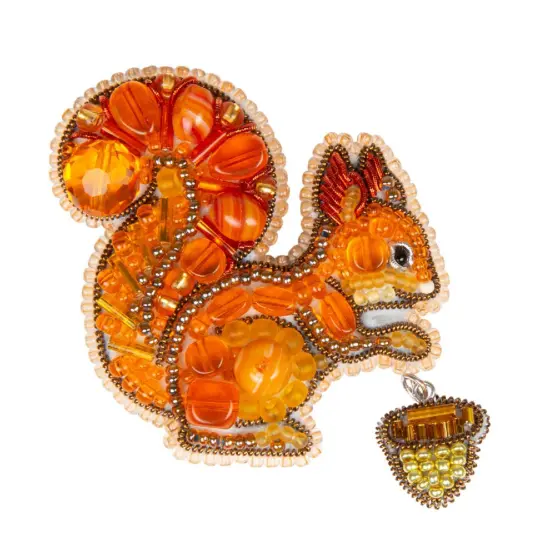 Beadwork kit for creating brooch Crystal Art Squirrel BP-326C {1}