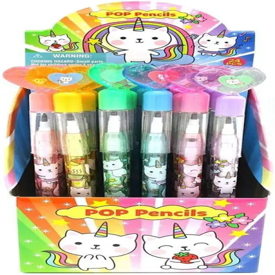 Tiny Mills 24 Pcs Unicorn Kitty Multi Point Stackable Pencil with Eraser {2}