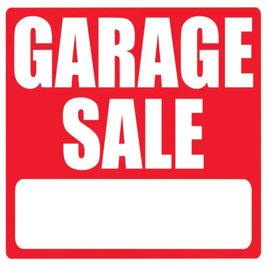 COSCO 2-Sided Sign with Stake, GARAGE SALE, 15" x 19",White Plastic Corrugate with Red Imprint, H-Stake Included {1}