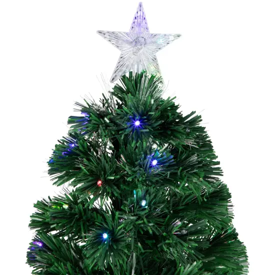Northlight Pre-Lit Medium Fiber Optic Artificial Christmas Tree - 6' - Multicolor LED lights Green {6}