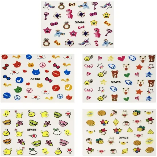 Wrapables Funky Cute Funky Patterns Nail Art Nail Stickers 3d Nail Decals, 10 sheets (300+ nail stickers) {3}