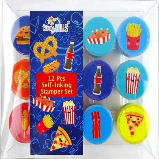TINYMILLS 12 Pcs Cute Fast Food Stamp Kit for Kids {1}