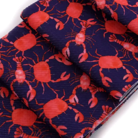 Red/Blue Nautical Lobsters Bullet Fabric 1 yard {3}