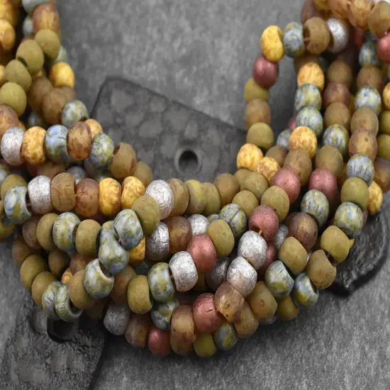 32/0 Aged Rustic Mardi Gras Picasso Mix Seed Beads (18" Strand) {2}