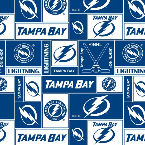 Sykel Enterprises NHL Team Fleece Blanket Fabric-Tampa Bay Lightning Geometric Fleece Fabric {1}