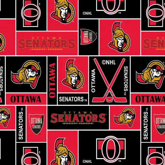 Sykel Enterprises NHL Team Fleece Blanket Fabric-Ottawa Senators Geometric Fleece Fabric {1}