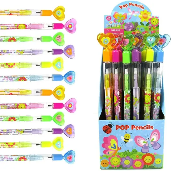 TINYMILLS 24 Pcs Spring Flowers Butterfly Multi Point Stackable Push Pencil Assortment with Eraser {1}