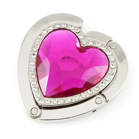 Wrapables Heart Shaped Purse Hook Hanger with Rhinestones, Pink {2}