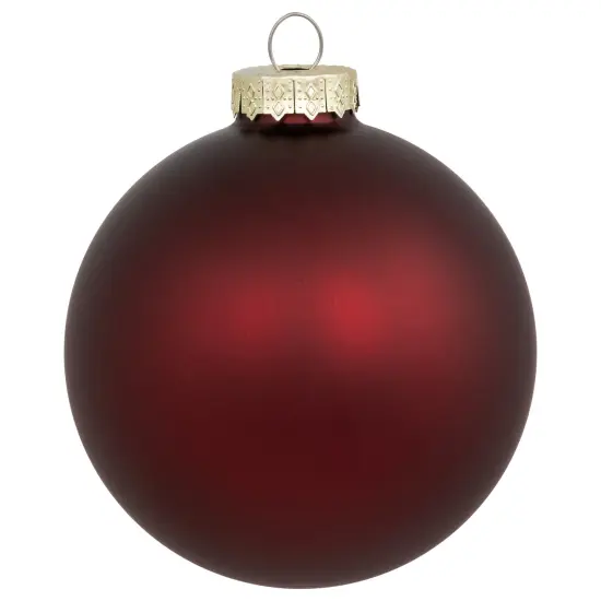 Northlight 2-Finish Glass Christmas Ball Ornaments - 4" (100mm) - Burgundy - 4ct Red {4}