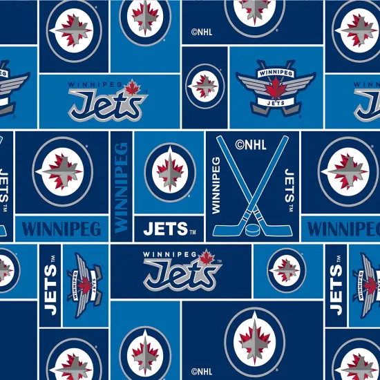 Sykel Enterprises NHL Team Fleece Blanket Fabric-Winnipeg Jets Geometric Fleece Fabric {1}