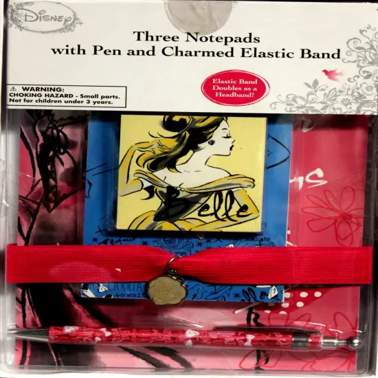 Disney Princess Three Notepads With Pen And Charmed Elastic Band Gift Set {1}