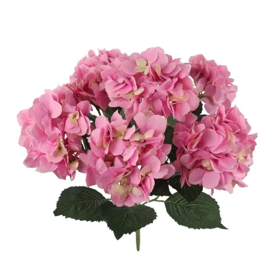 6-Pack UV Pink Hydrangea Bushes, 20" Lifelike Silk Flowers with Realistic Foliage, Durable Outdoor Decor by Floral Home {1}