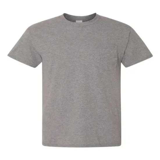 Gildan&reg; Dryblend Pocket Crewneck Short Sleeve T-Shirt Cotton Polyester Blend Graphite heather {1}