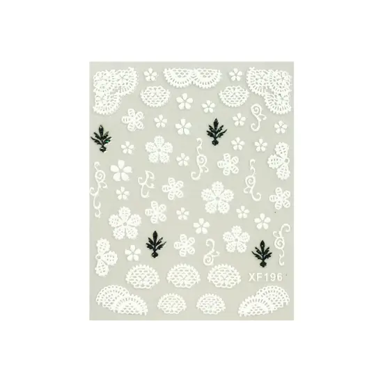 Wrapables Fingernail Stickers Nail Art Nail Stickers Self-Adhesive Nail Stickers 3D Nail Decals - Leopard, Cross, Crown, Lace & Flowers (4 Designs/8 Sheets) {4}