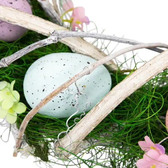 Northlight Speckled Eggs and Spring Flowers Easter Wreath - 15" Green {6}
