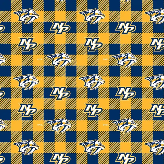 Sykel Enterprises NHL Team Fleece Blanket Fabric-Nashville Predators Buffalo Plaid Fleece Fabric {1}