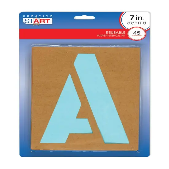 Creative Start Reusable Cardstock Paper Stencil Kit, Block Font, 7", 45 Characters {2}