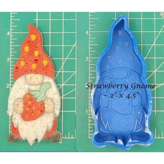 Gnome with Strawberry Silicone Freshie Mold {1}